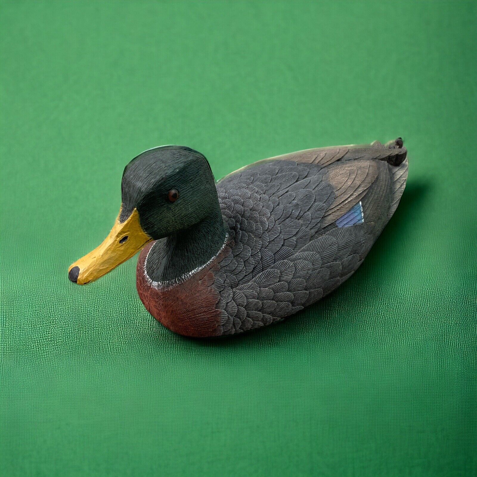 English Mallard Drake Carved Resin Duck Signed Jim Palmer #465 8.75\
