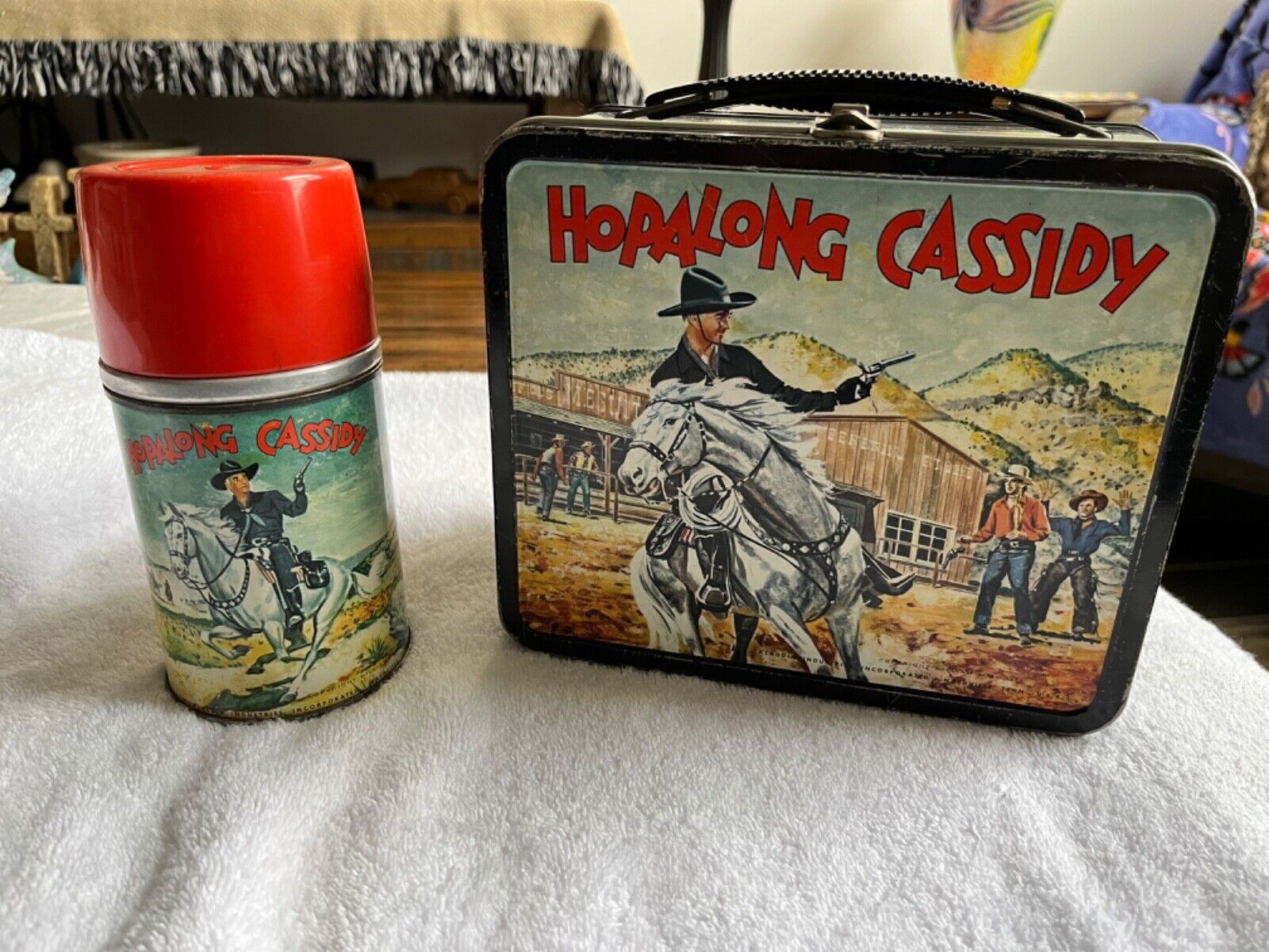 1954 Aladdin Hopalong Cassidy Lunchbox and Thermos