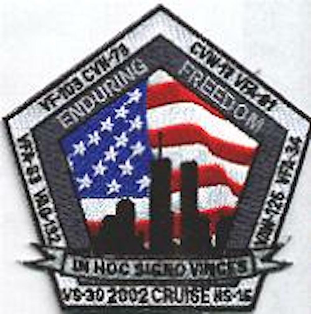 USN NAVY CVN-73 CVW-17 OEF PENTAGON SHAPED MEMORIAL AIRWING EMBROIDERED PATCH