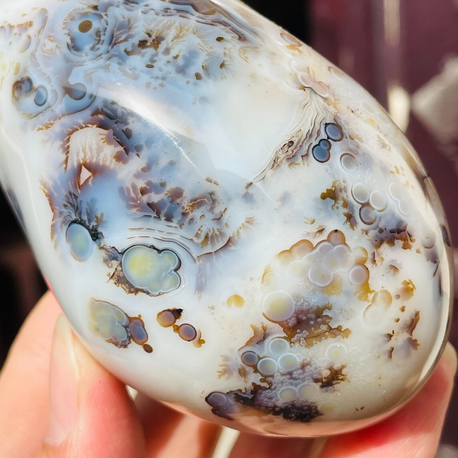 445g Large Exquisite Totem Pattern Dendritic Agate Crystal Palm Stone Specimen