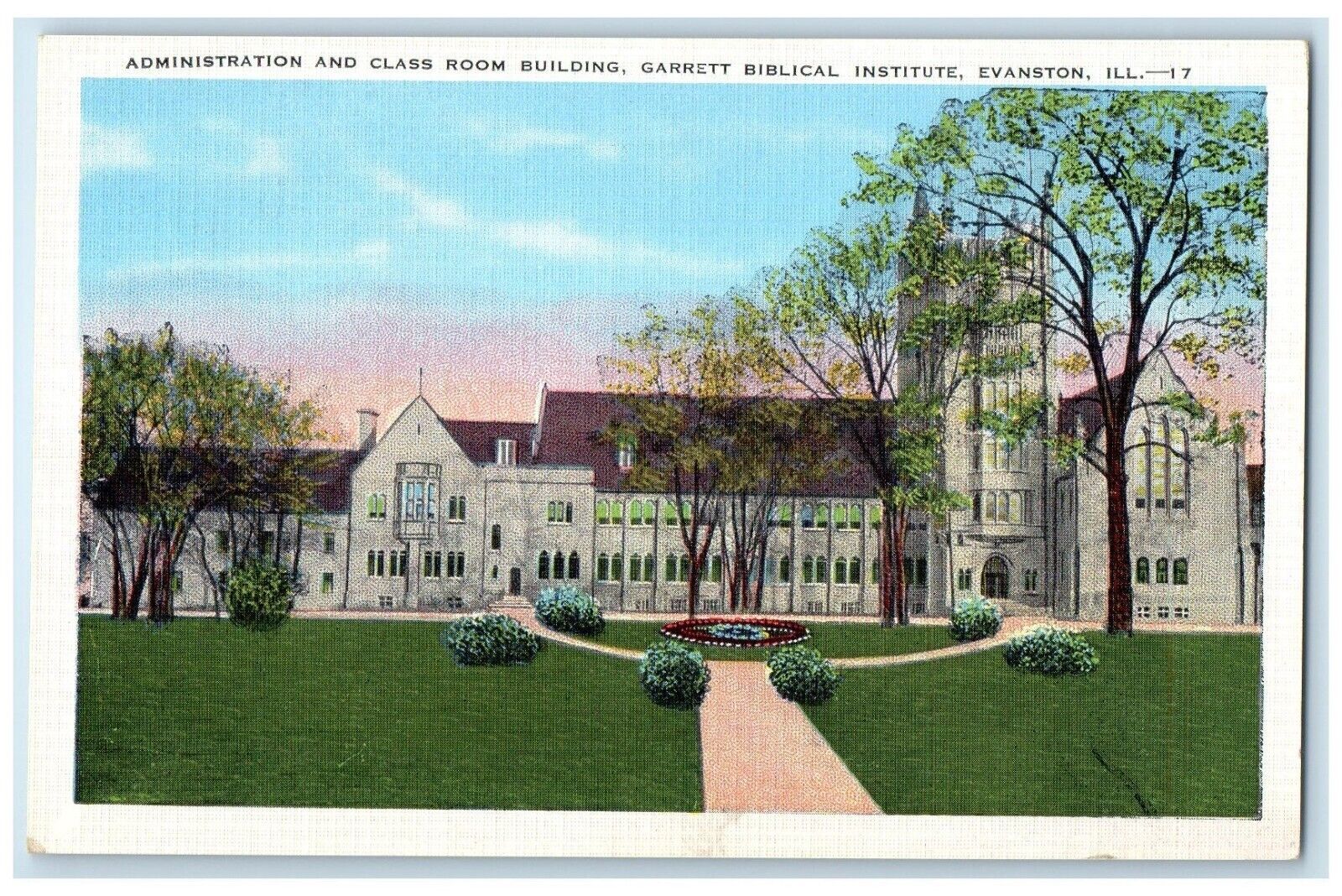 c1940 Administration Class Room Building Biblical Evanston Illinois IL Postcard