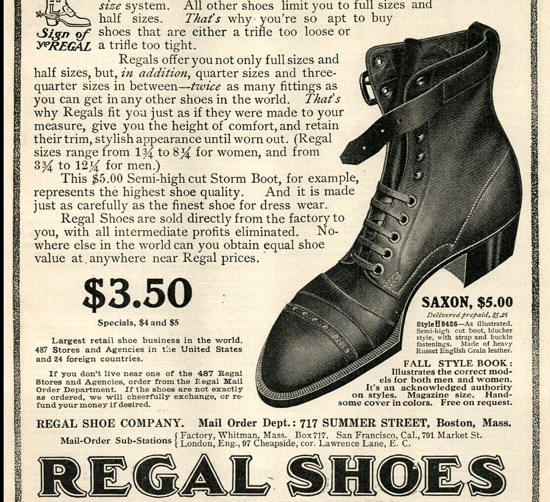 1908 Regal Shoes Boot Men Women Footwear Scale Clothing Accessories 8578