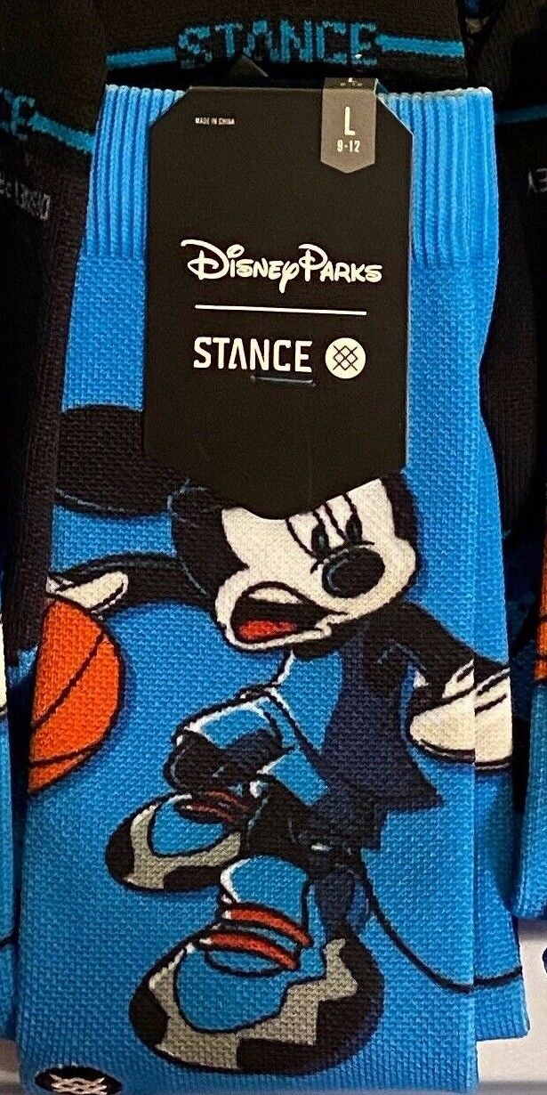 NWT Disney Parks STANCE NBA Experience Mickey Mouse Crew Socks Adult Large 9-12