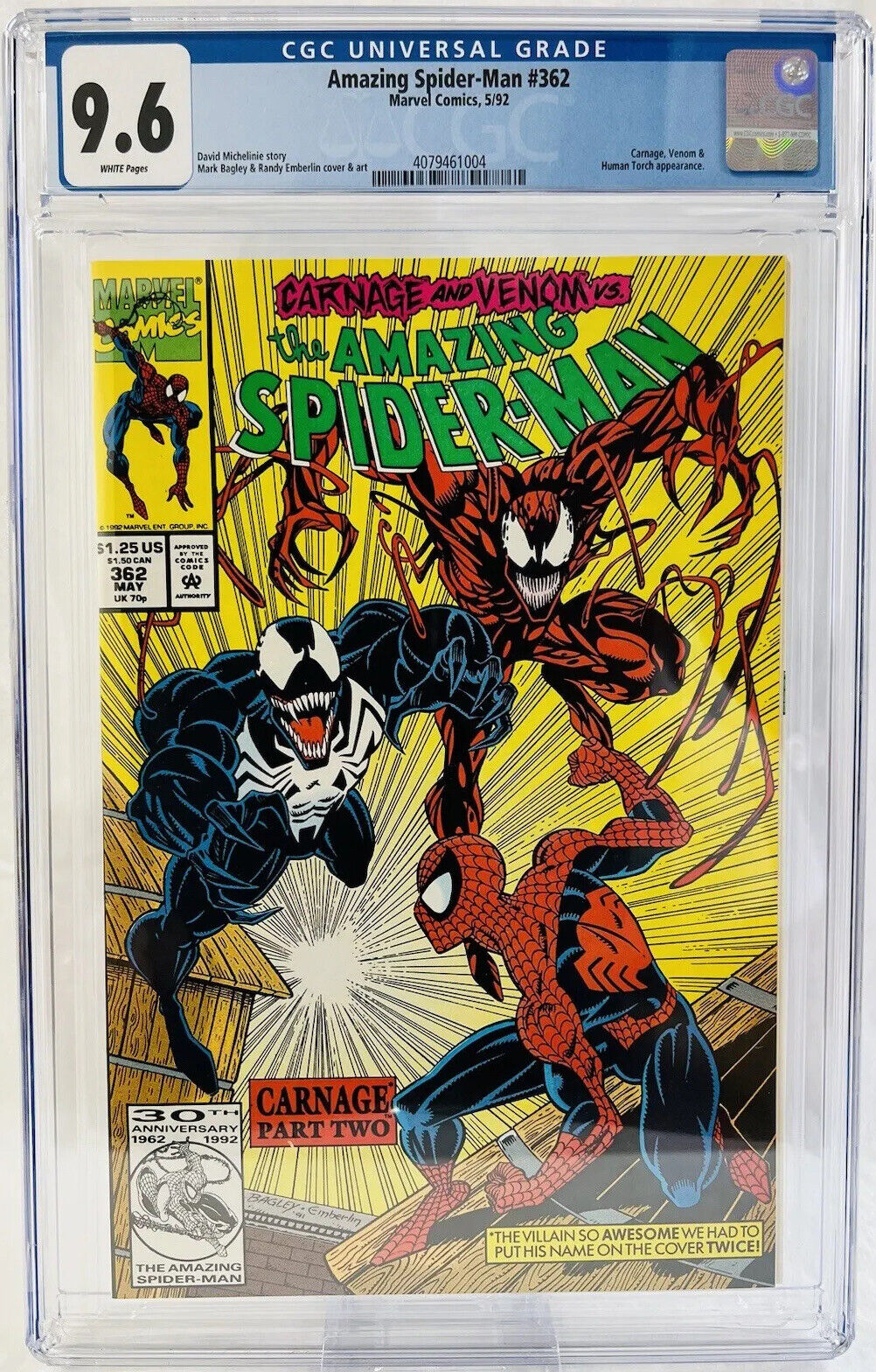 VTG Amazing Spider-Man #362 1992 Marvel Comics 5/92 Carnage Venom CGC 9.6 NM/M+