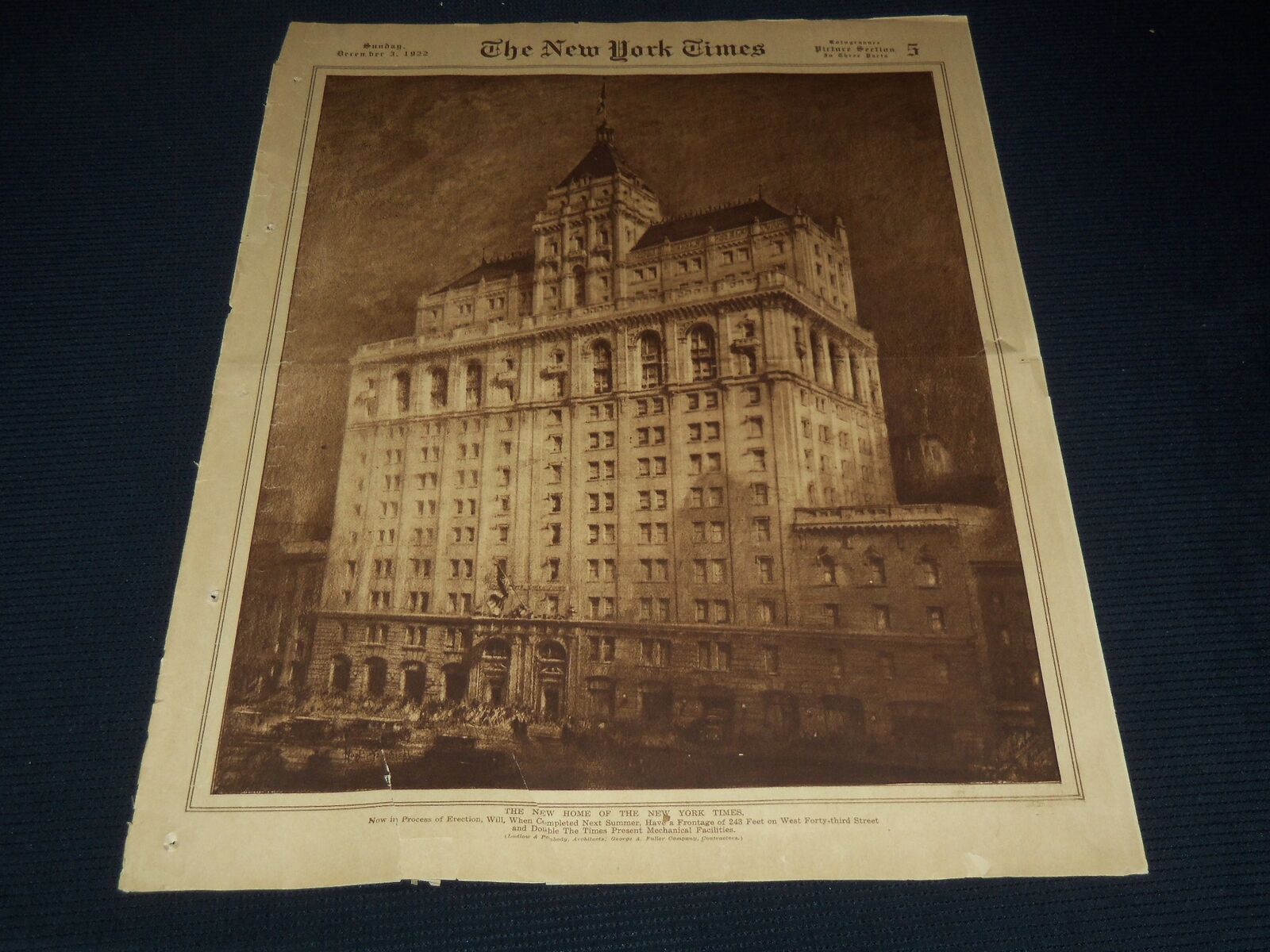 1922 DECEMBER 3 NEW YORK TIMES PICTURE SECTION - NY TIMES NEW HOME - NT 9496