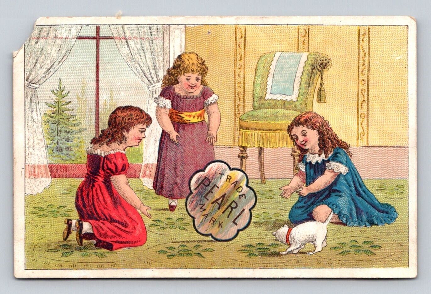 1885 Calendar Pearl Shirts Girls Dog Richard Sutphin Flemington New Jersey  P317