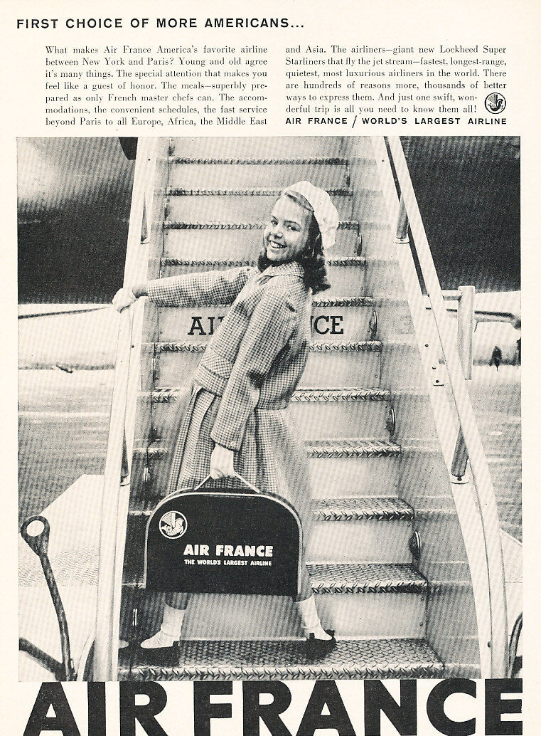 1958 Air France Worlds Largest Airline - Vintage Advertisement Print Ad J483
