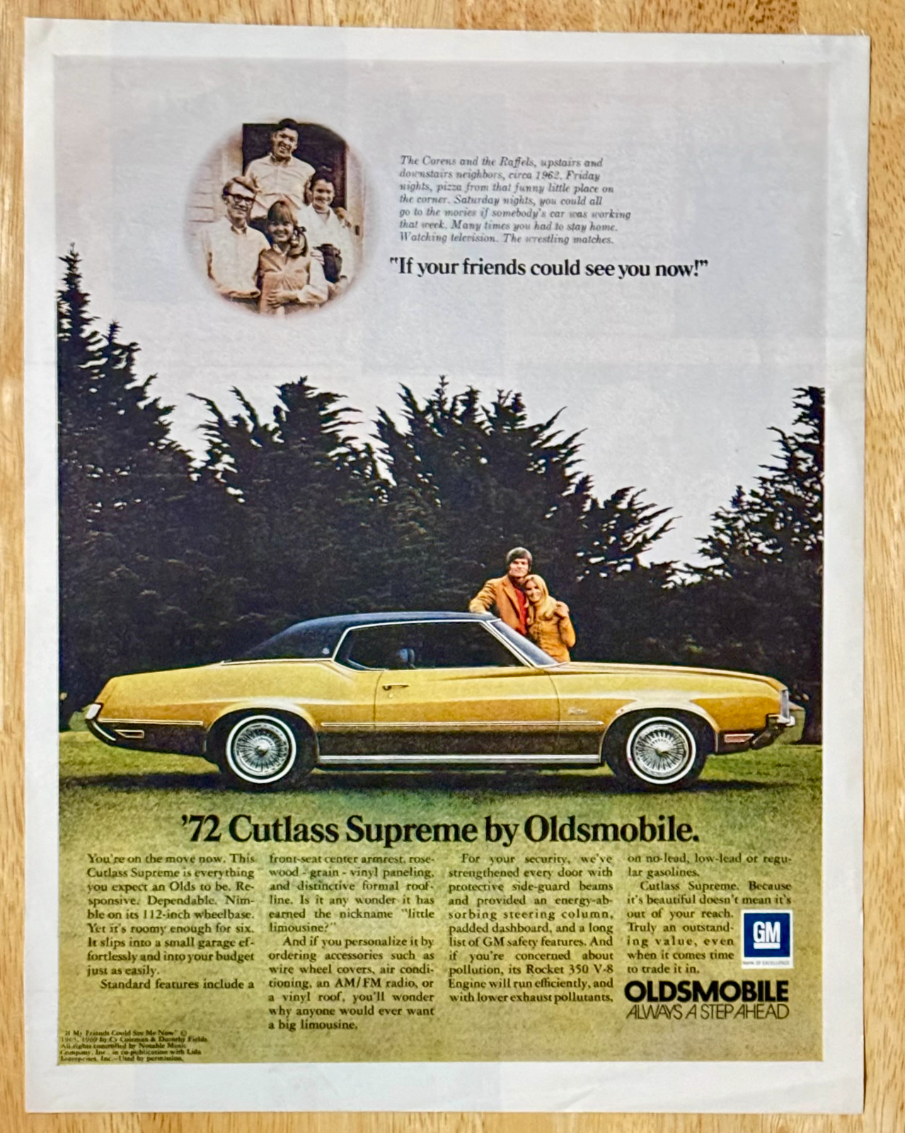 1972 Oldsmobile Classic Car Print Ad Cutlass Supreme Always a Step Ahead 10\