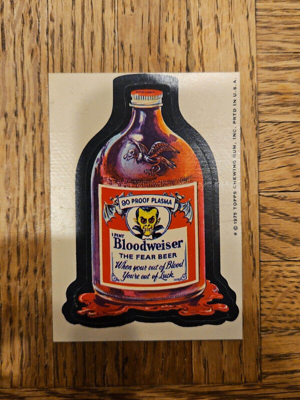 1975 Topps Wacky Packages Bloodweiser Fear Beer Sticker
