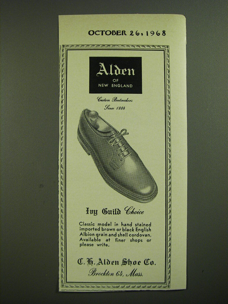 1968 Alden of New England Shoes Ad - Ivy Guild Choice