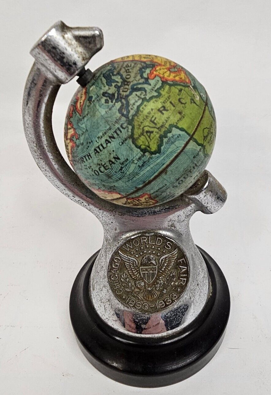 Vintage 1893-1933 Chicago World's Fair Souvenir Mini Rotating Globe Collectible 