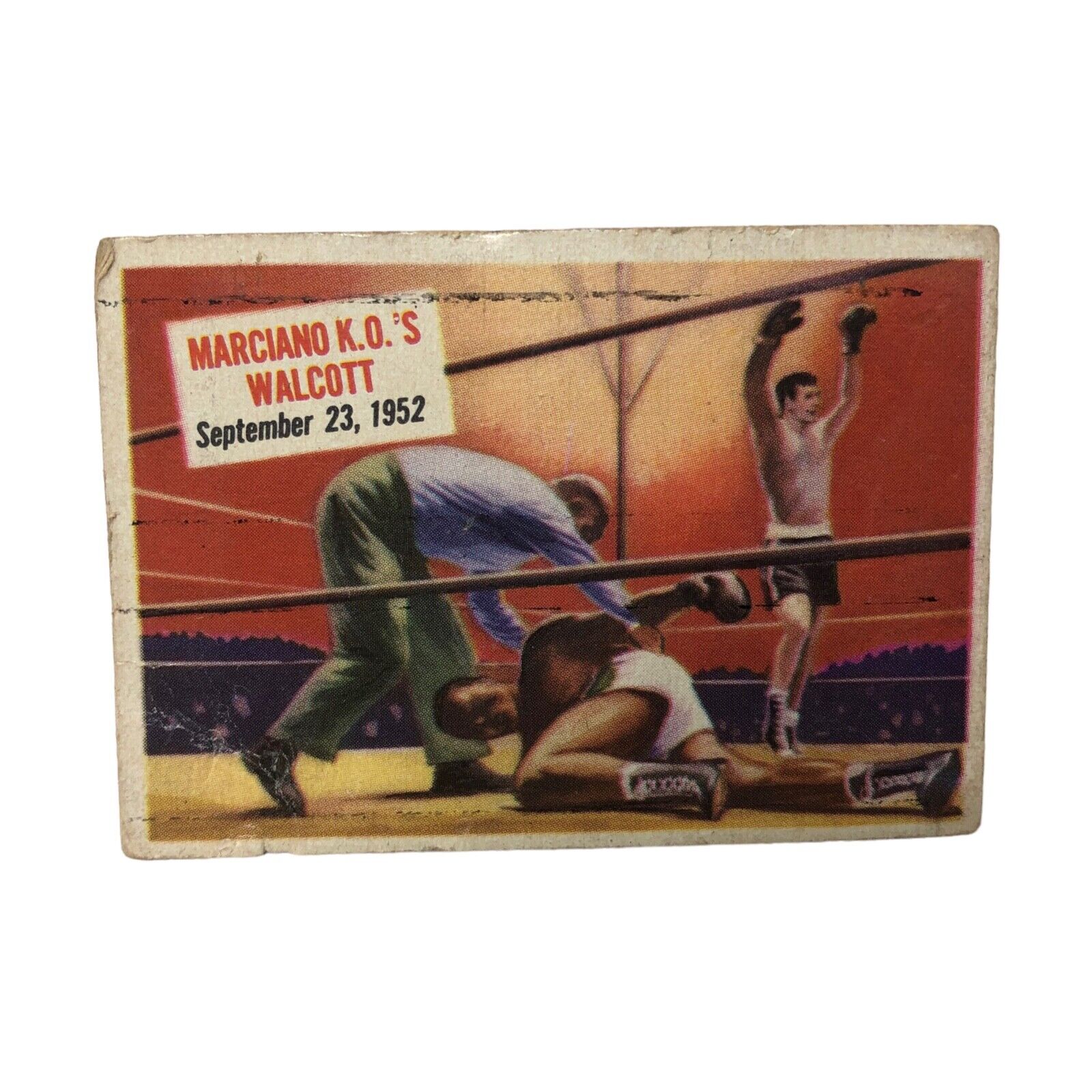 VTG 1954 Topps Scoops # 65 Marciano K.O.'s Walcott Card Boxing