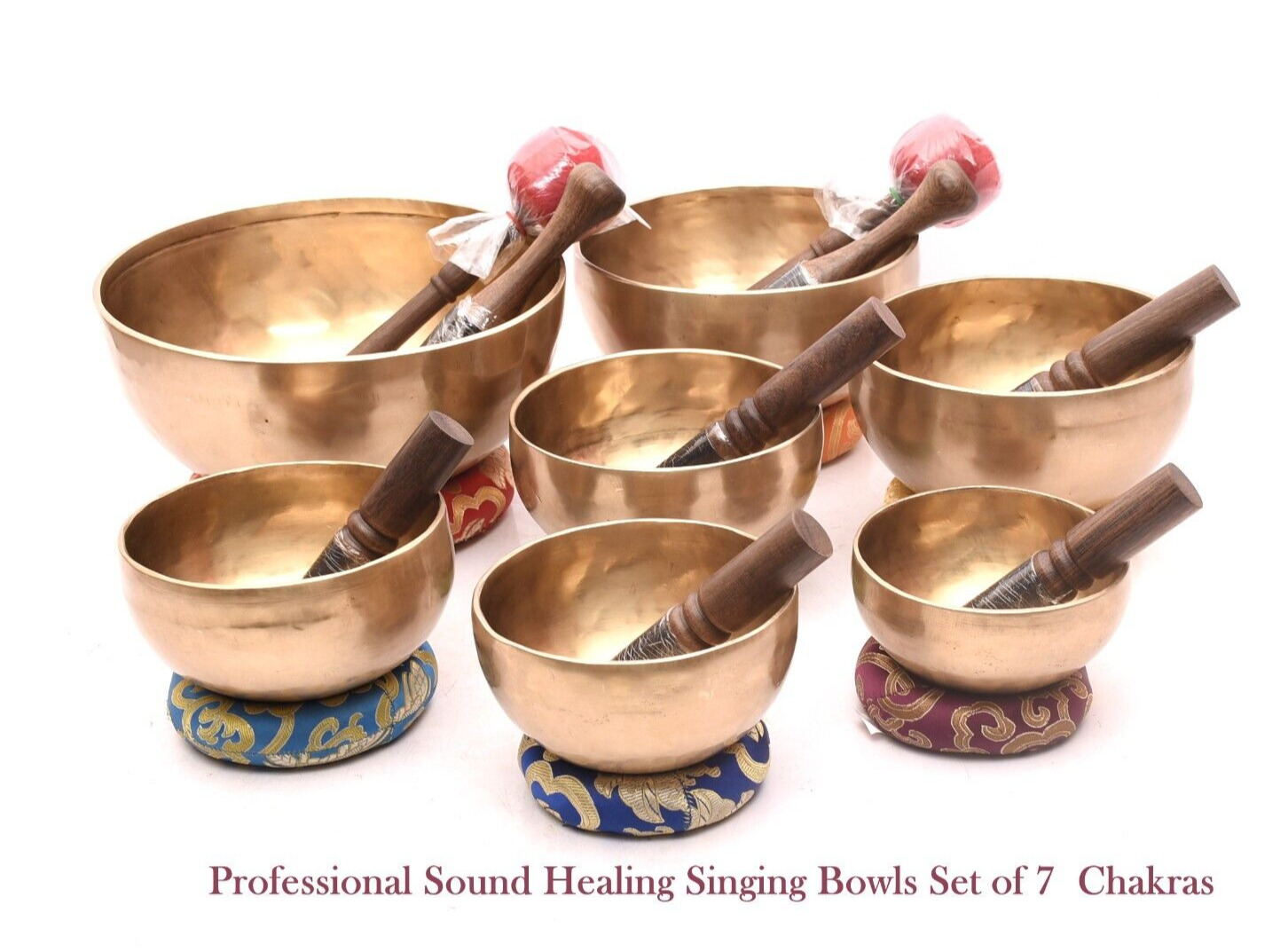 Tibetan Singing Bowl set of 7 - 5 inch to 10 inches chakra singing bowl seven