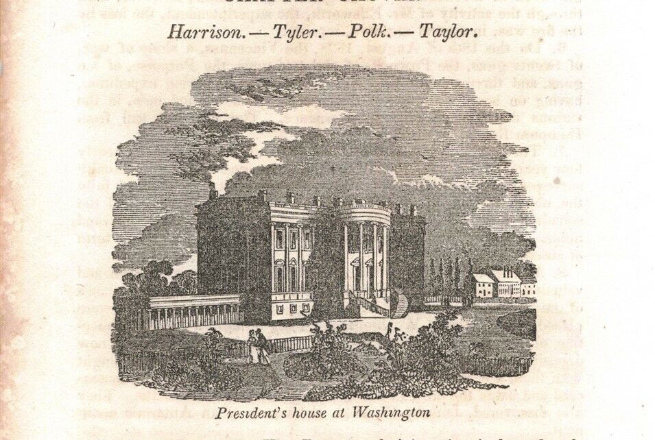 1857 Victorian Engraving Presidents House at Washington 2R1-23