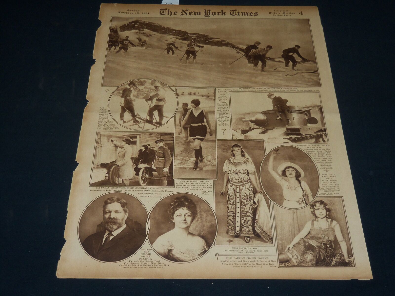 1921 FEBRUARY 13 NEW YORK TIMES PICTURE SECTION NO. 4 & 5 - BABE RUTH - NT 8921