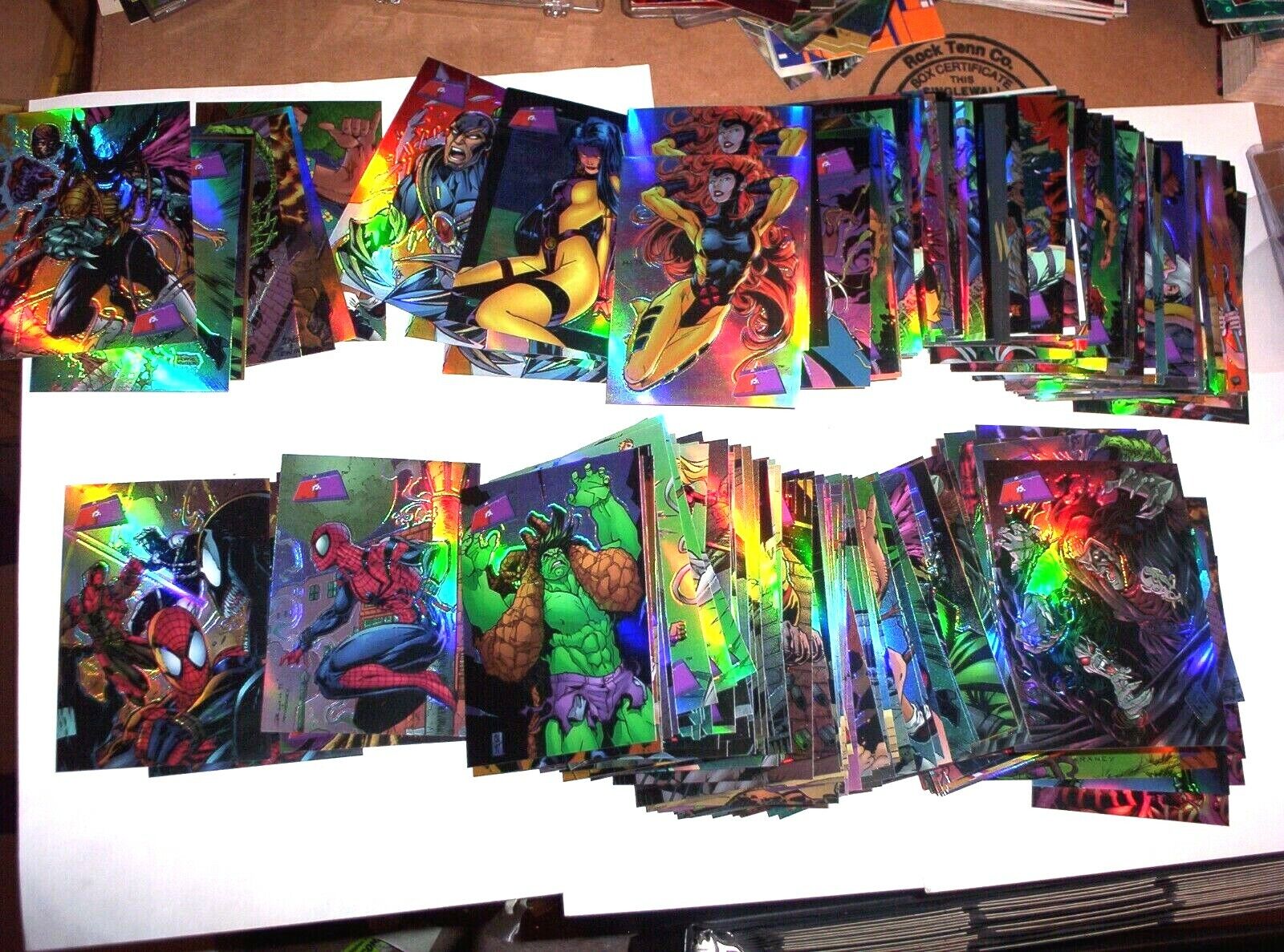 1997 Marvel vs Wildstorm Parallel Refractor SINGLE BASE CARD SPIDER-MAN VENOM