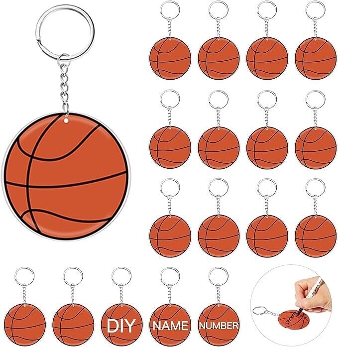 Taiyin 18 Pack Basketball Acrylic Keychain for Basketball Team Gifts Boys Girls