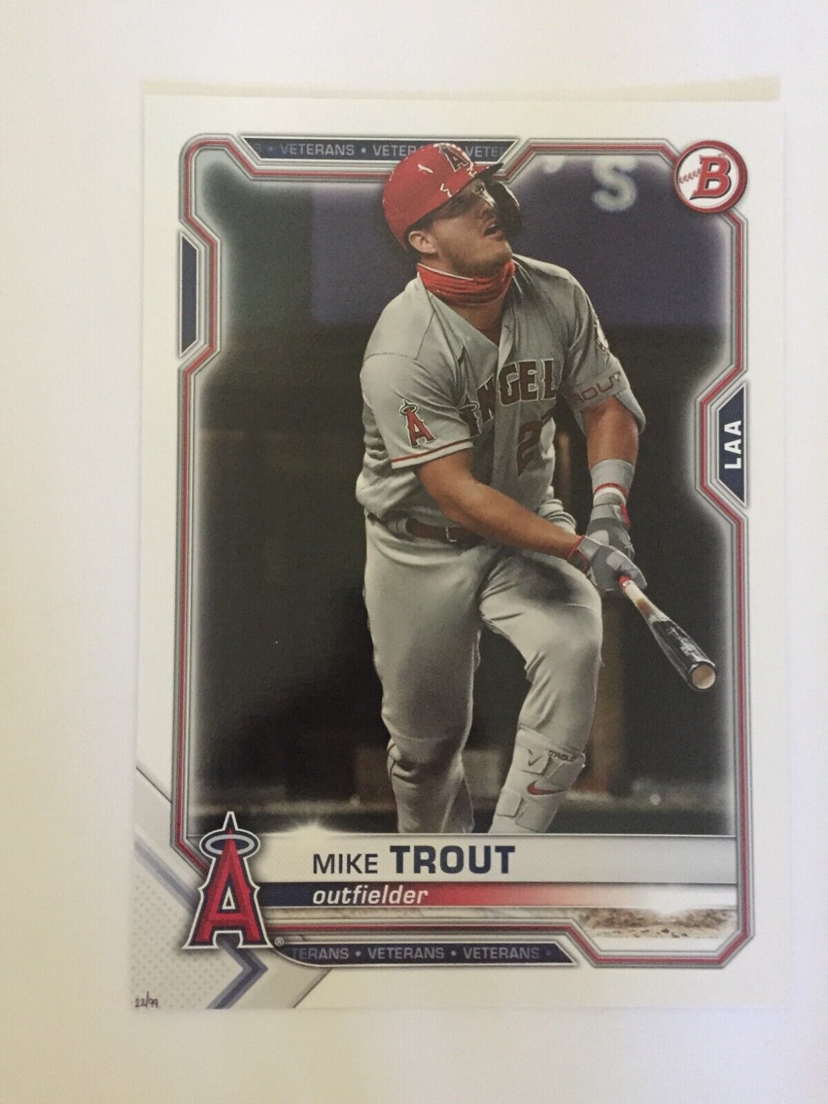 2021 Bowman Baseball Base Card Los Angeles Angels Mike Trout 14\'\' x 10\'\' Poster