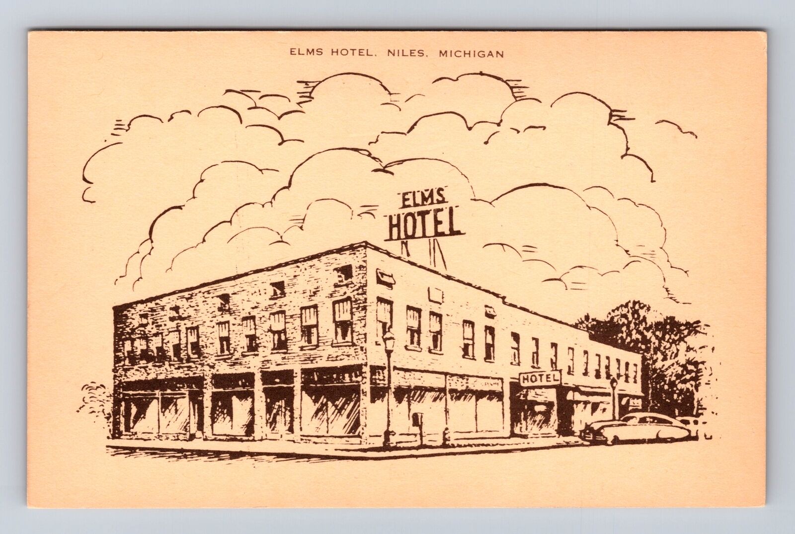 South Bend IN-Indiana, Hotel Elms, Advertising, Antique Vintage Postcard