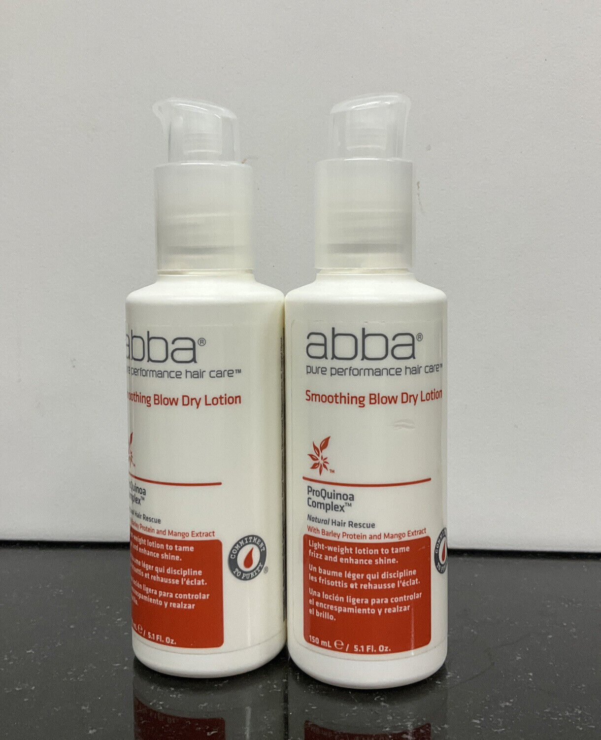 ABBA SMOOTHING BLOW DRY LOTION 5.1 OZ / 150 ML lot of 2