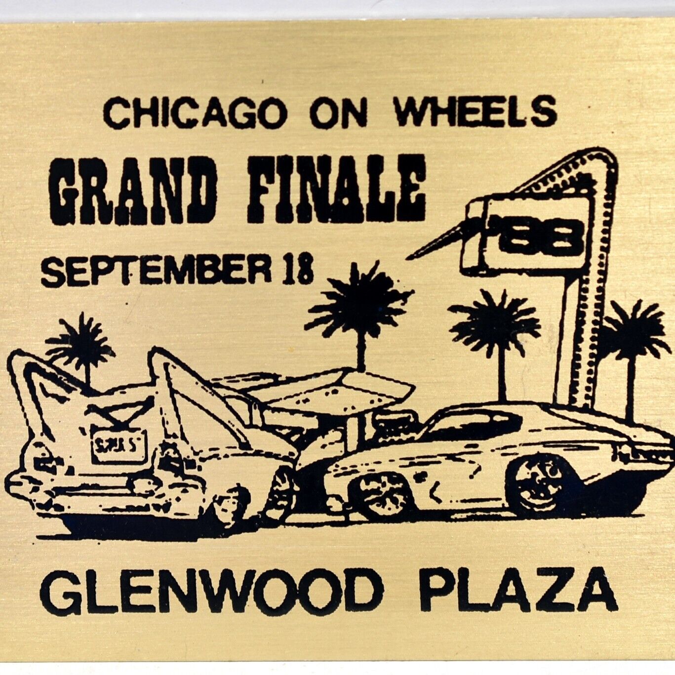 1988 Chicago On Wheels Auto Show Glenwood Plaza Shopping Center Illinois Plaque