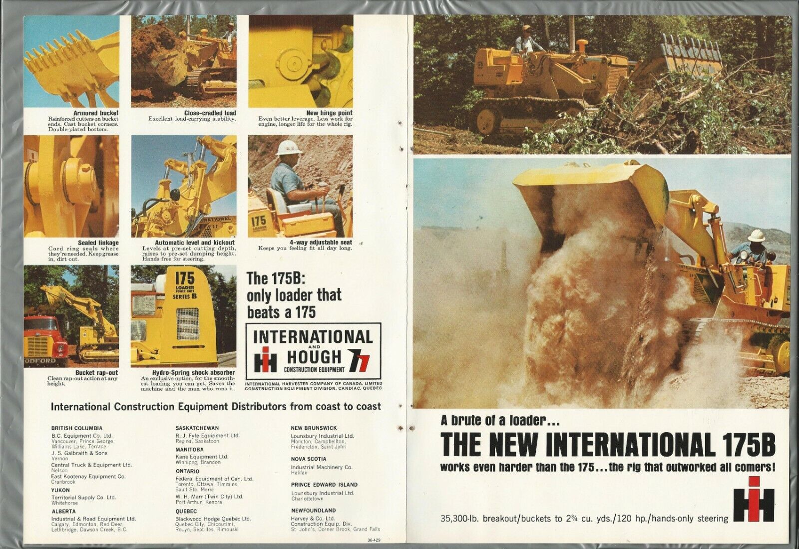 1967 INTERNATIONAL HARVESTER 175B 4-page advertisement, Canadian, colour