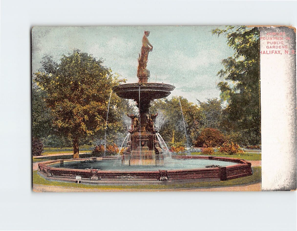 Postcard Jubilee Fountain Public Gardens Halifax Nova Scotia Canada