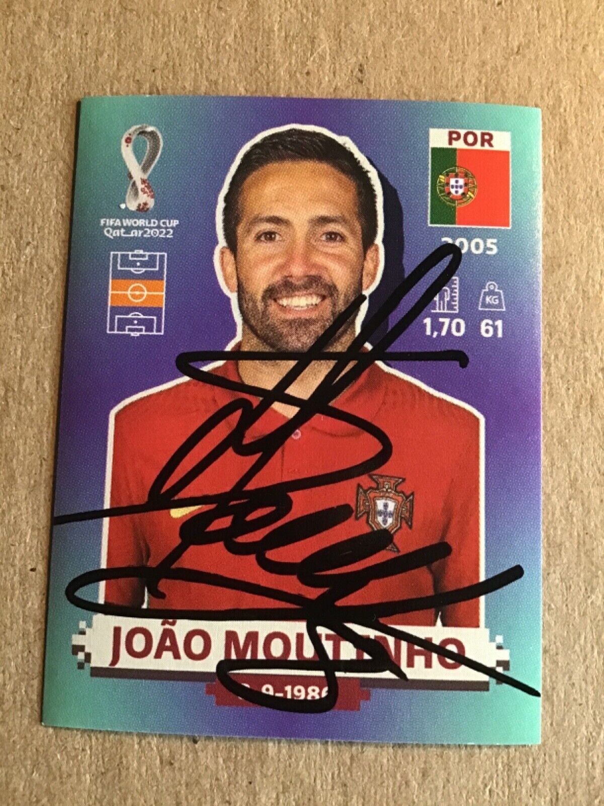 Joao Moutinho, Portugal 🇵🇹 Panini FIFA World Cup 2022  hand signed