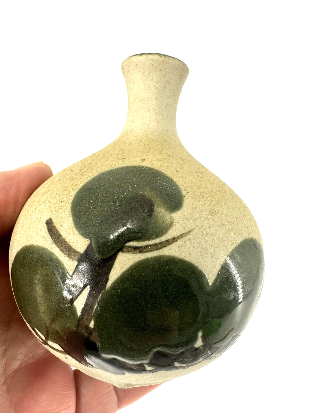 VINTAGE Japanese Earthware Pottery HandPainted Art BUD VASE small POTTERY FLOWER