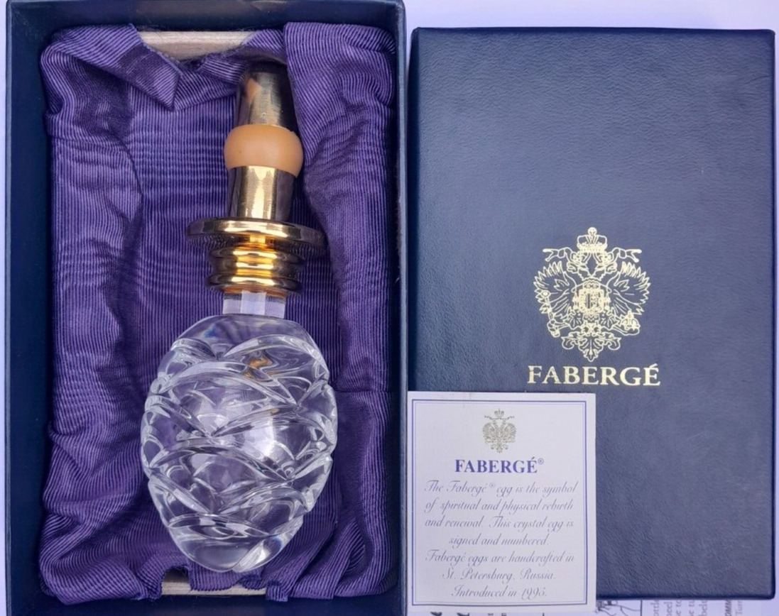 AUTHENTIC FABERGE EGG CRYSTAL WINE BOTTLE STOPPER TOPPER BRAND NEW