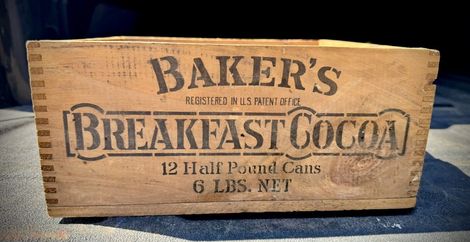 Antique Walter Baker & Co Mass. Breakfast Cocoa Wood Advertising Wood Box Clean