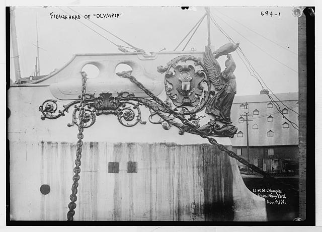 Figurehead of U.S.S. Olympia Boston Navy Yard c1900 Large Historic Old Photo