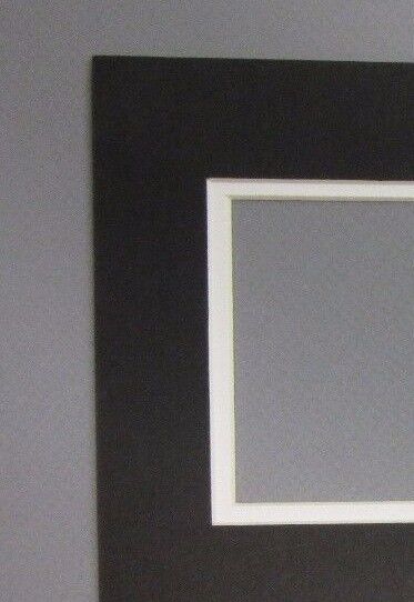 Picture Framing Mat mats black with white 5x7 with 2 openings SET OF 2