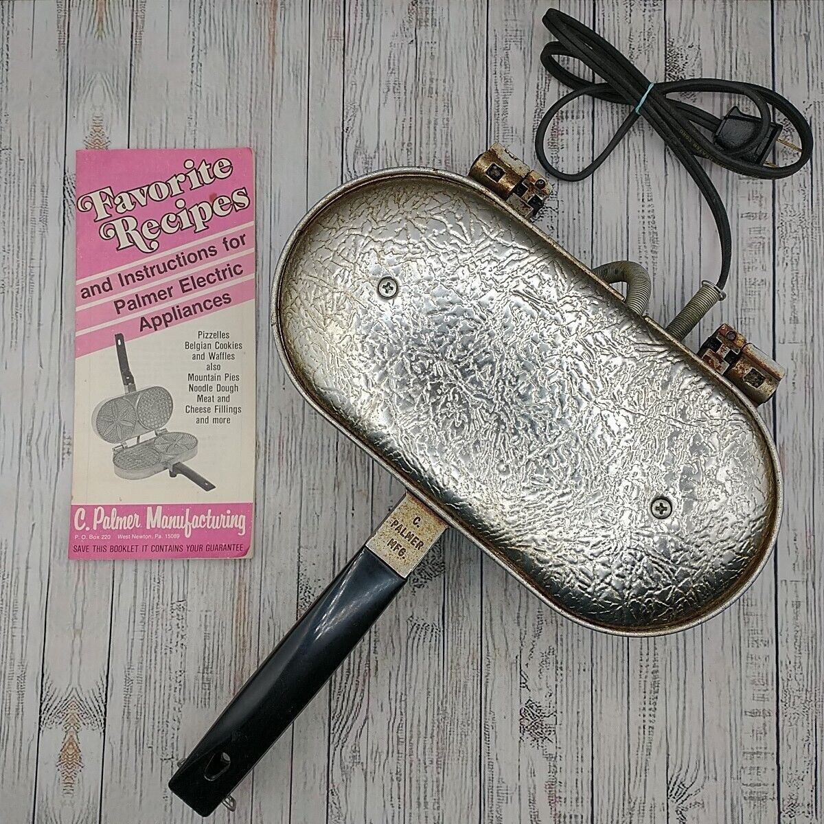 Palmer Electric Pizzelle Iron Italian Waffle Cookie Maker Model 1000 & Box USA