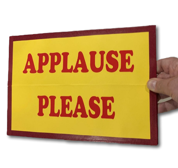 Comedy APPLAUSE CARD SIGN Stage Magic Trick Clown Gag Audience Participation   