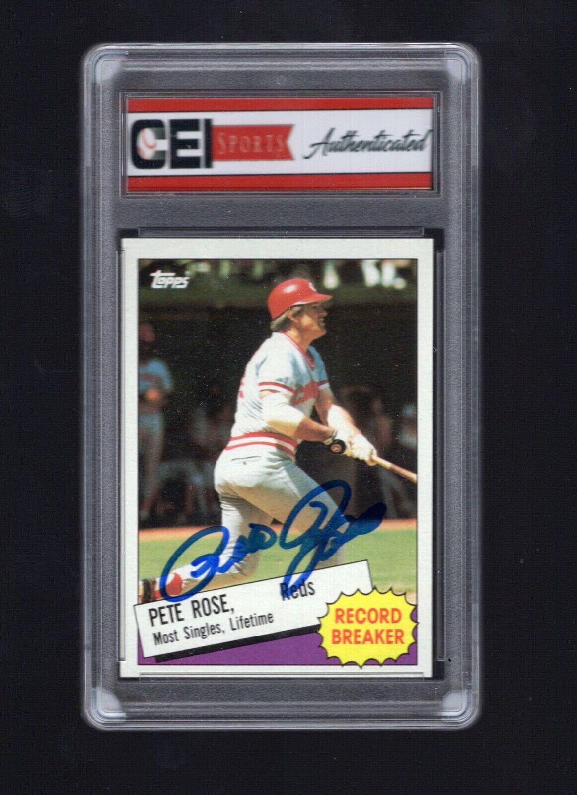 1985 Topps #6 Pete Rose signed & Autograph with CEI Authenticated