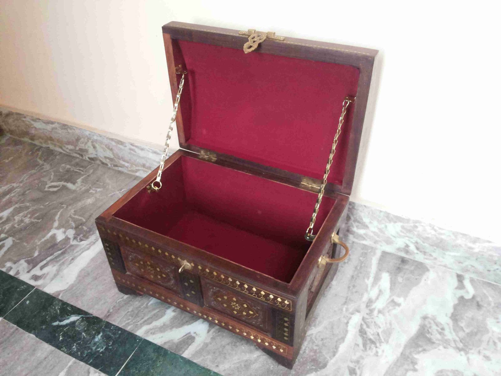 Wooden Box Treasure Pirate Collectible Maritime Home Decorative Gift