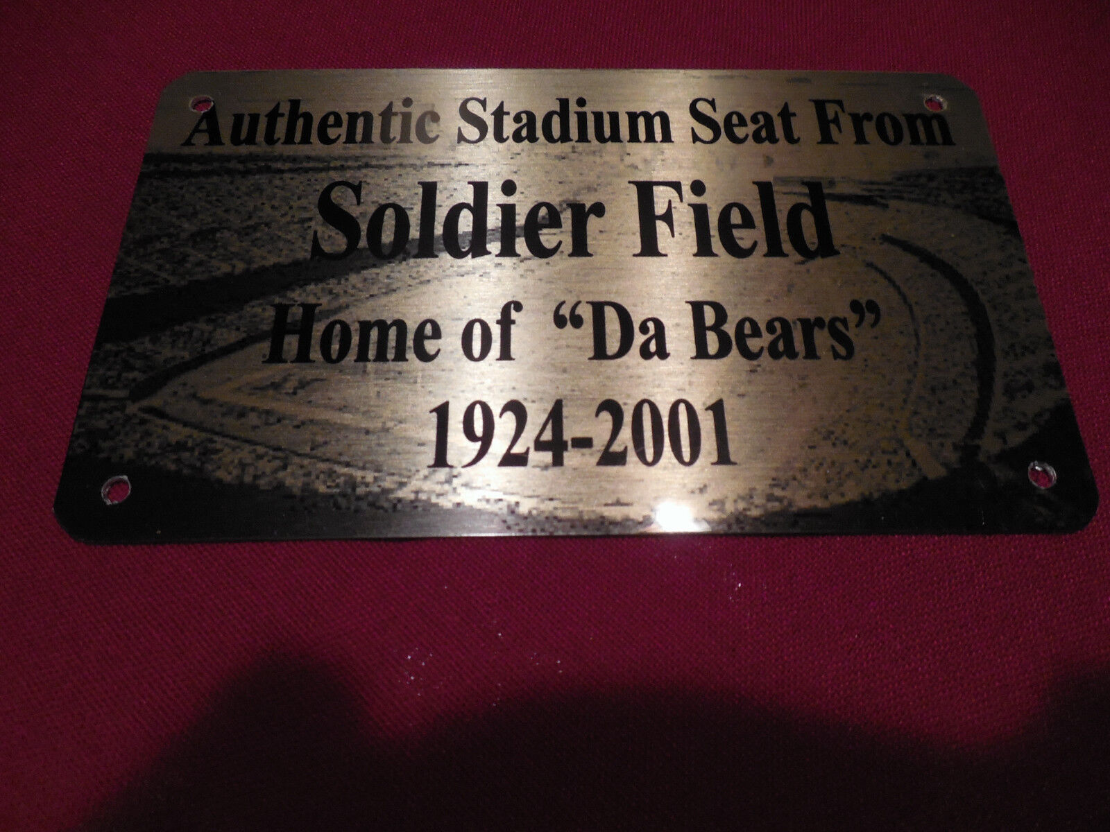 SOLDIER FIELD   Stadium seat PLAQUE HOME OF THE BEARS