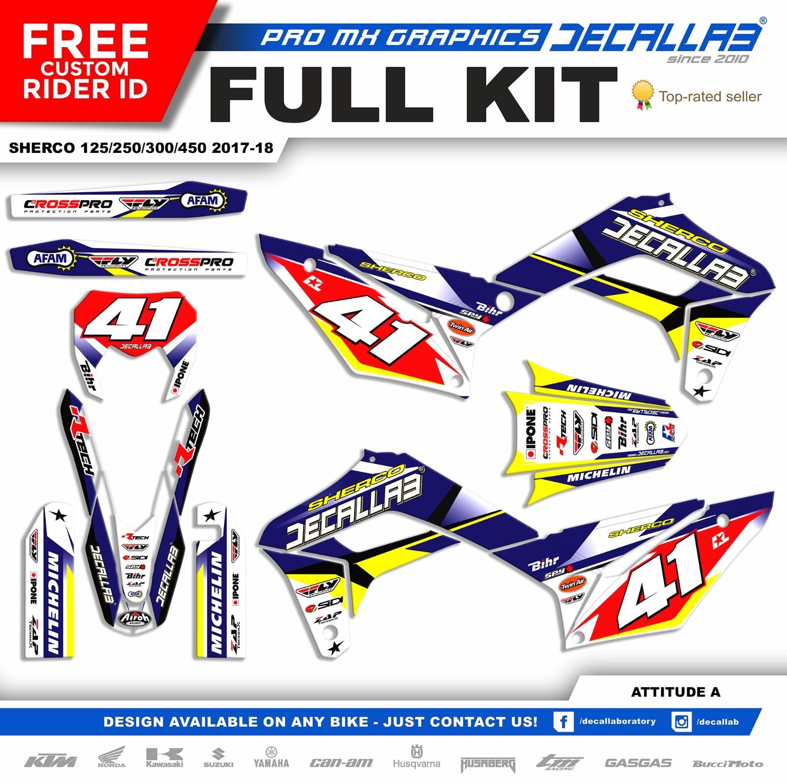 Sherco  2017 2018 Super durable MX Graphics Decals Stickers Decallab