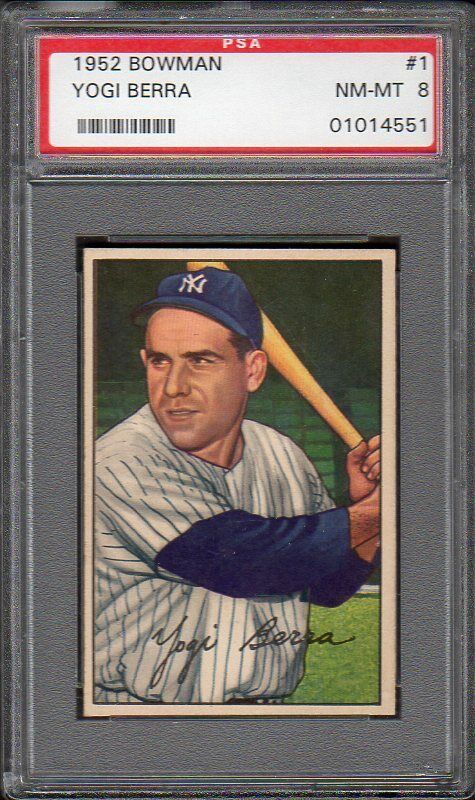 1952 Bowman 1 Yogi Berra Yankees PSA 8 01014551