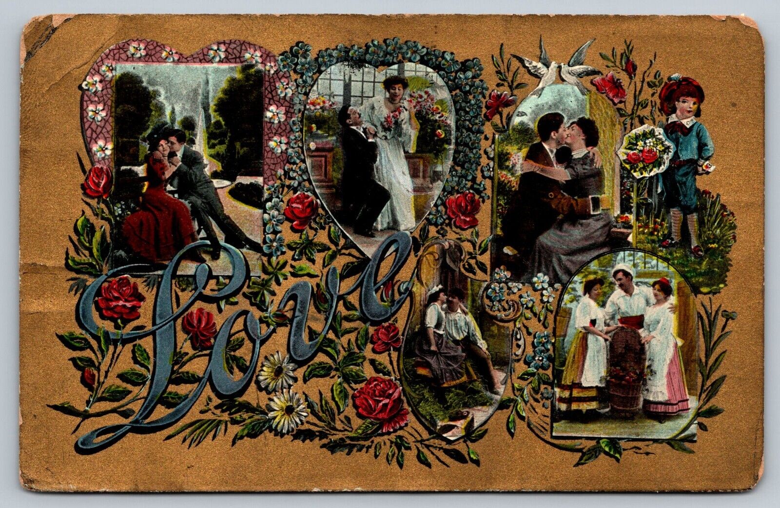 Early Vintage Postcard Romance Love Theochrome Series Multi Scene Germany 