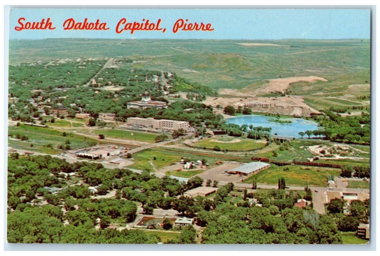 c1960 Aerial View State Capitol Exterior Pierre South Dakota SD Vintage Postcard