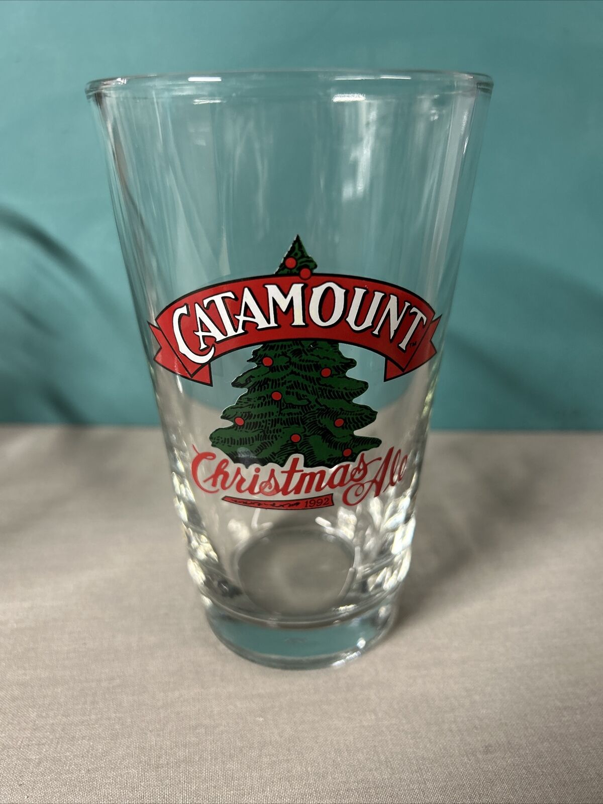 Rare 1992 Catamount Christmas Ale Pint Beer Glass Vermont Beer