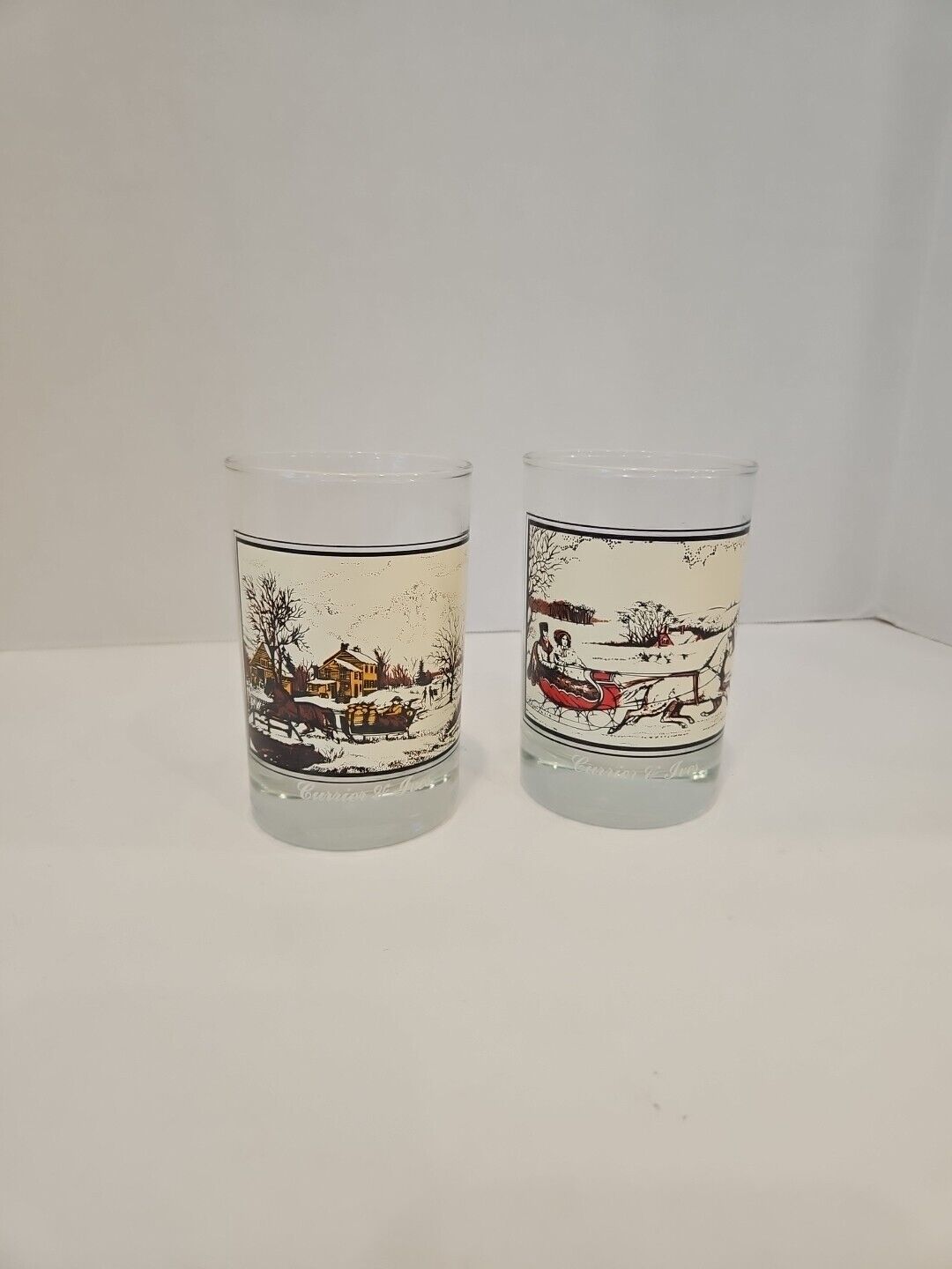 Vintage Currier and Ives 1981 Arby's Collector Series Drinking Glasses Set Of 2