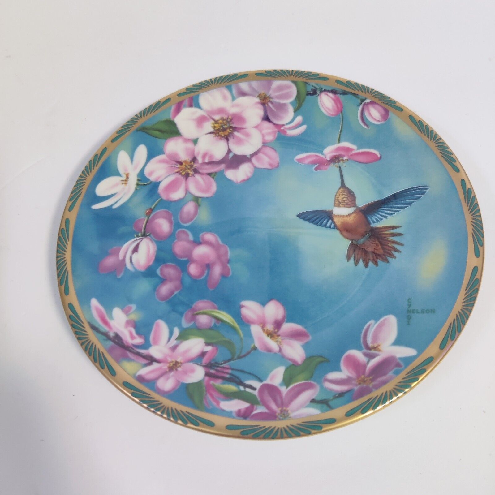 Rufous Hummingbird & Apple Blossums Pickard Collector Plate by Cyndi Nelson 1990