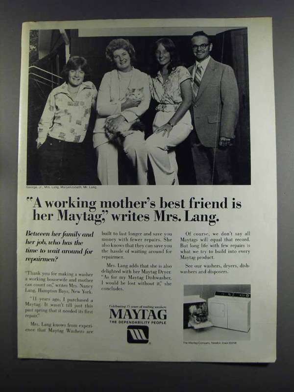 1982 Maytag Washer, Dryer and Dishwasher Ad - Mrs. Lang
