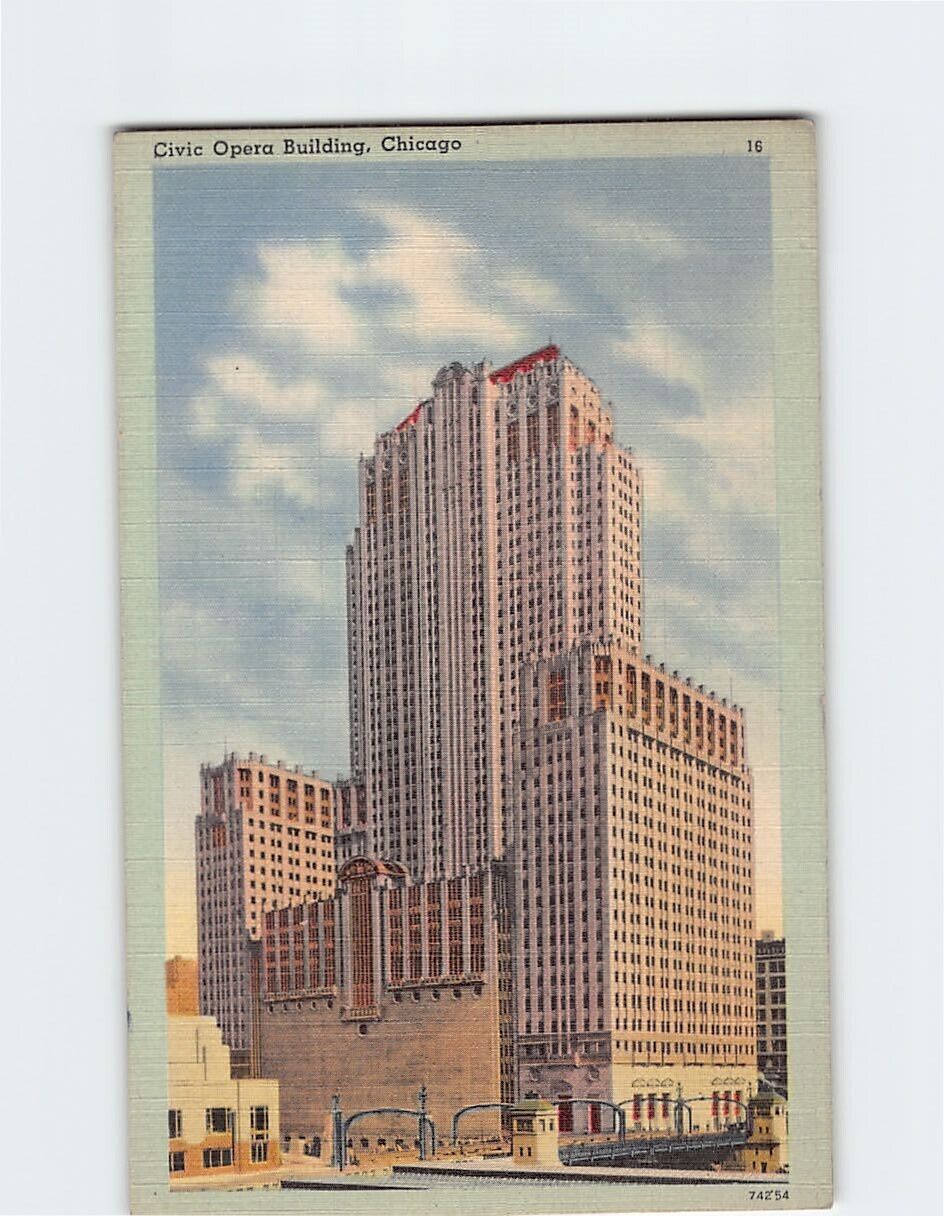 Postcard Civic Opera Building Chicago Illinois USA