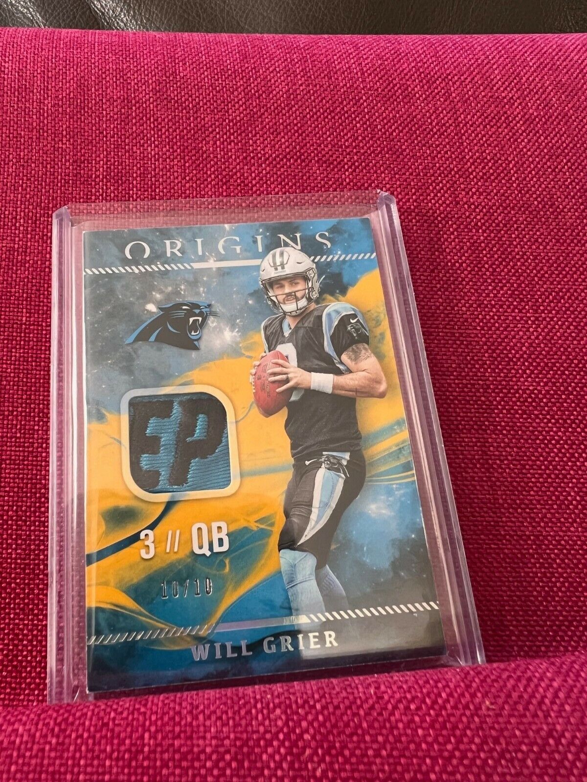 2019 Panini Origins Will Grier Rookie Patch 10/10 RP-5 RC Carolina Panthers