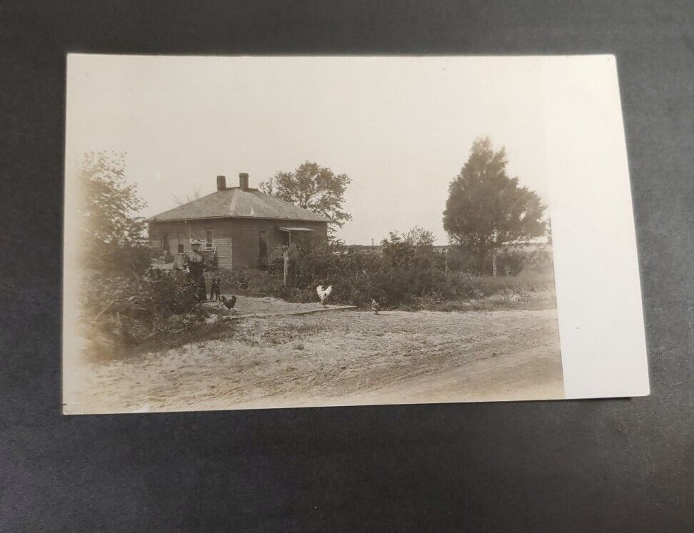 Real Photo Postcard RPCC 1900's  Farm House Yates Center Kansas 