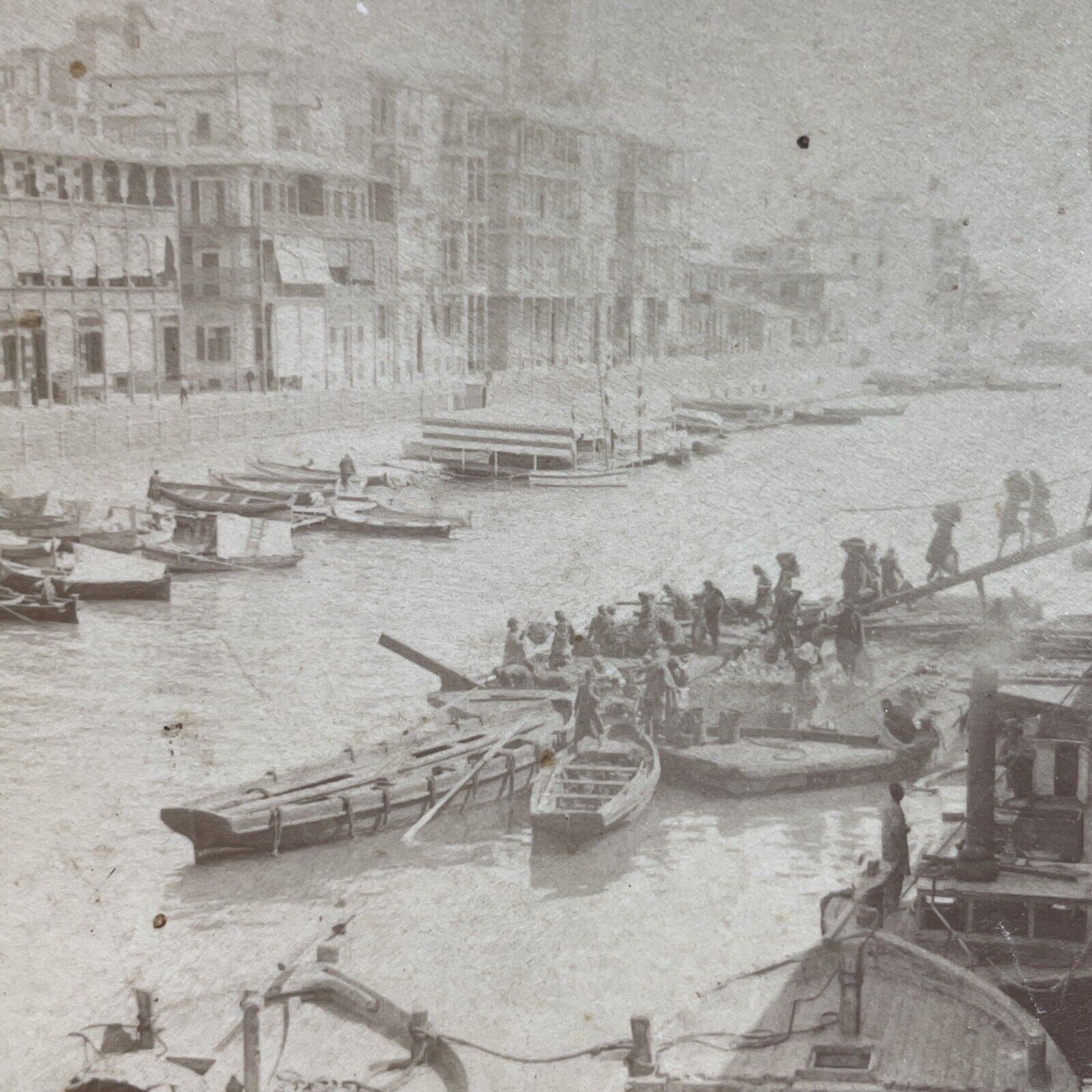 Antique 1899 Suez Canal Port Said Egypt Stereoview Photo Card P3835